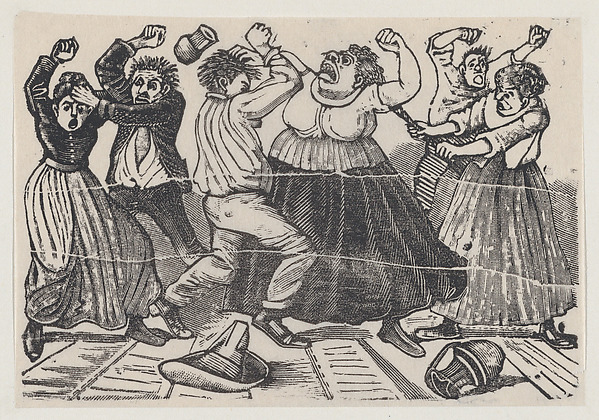 José Guadalupe Posada, Fight between mothers-in-law from a broadside entitled 'Pleito de suegras'