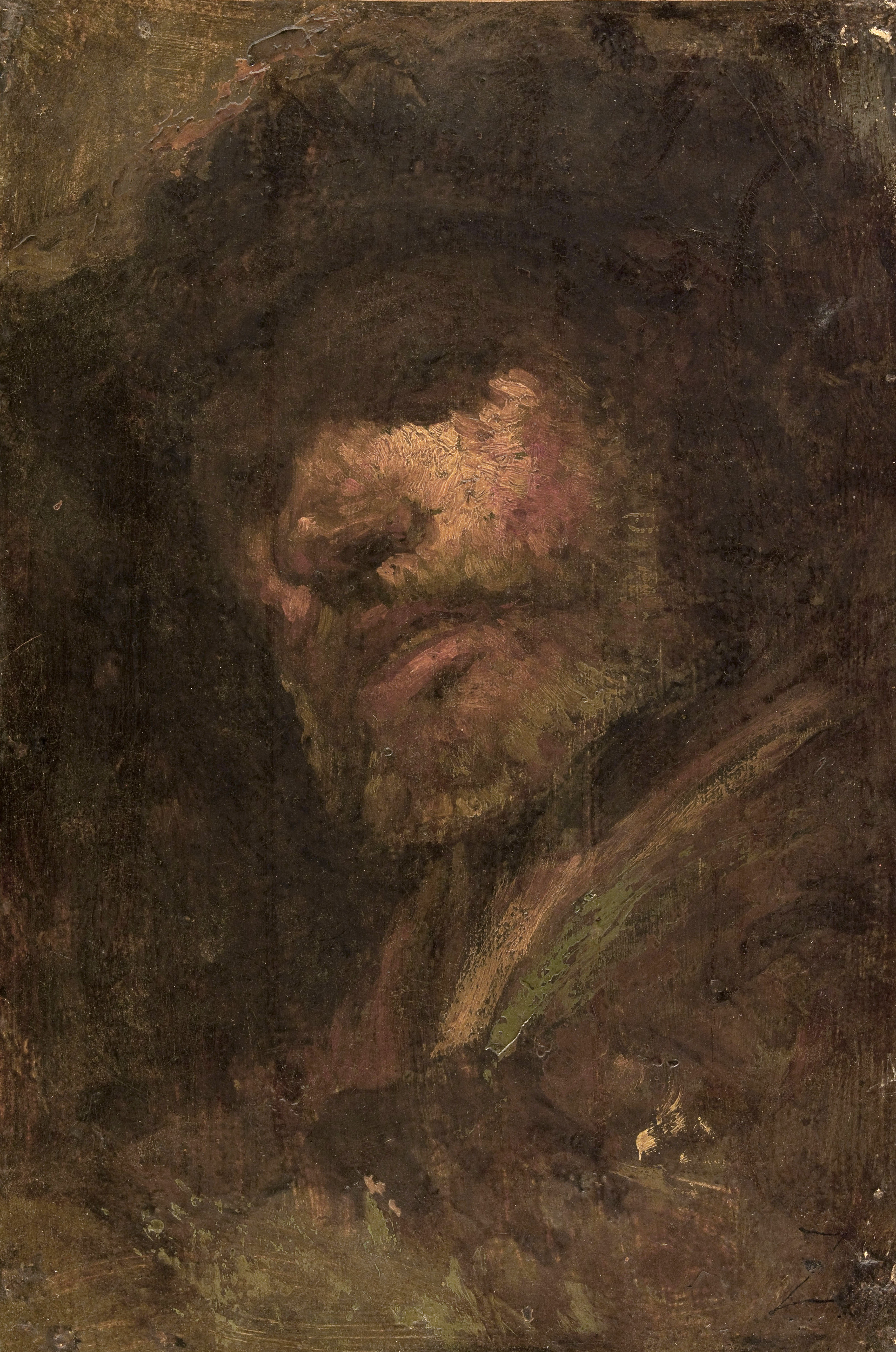 Félix Ziem, Le Tambour, tête d'homme d'après Rembrandt