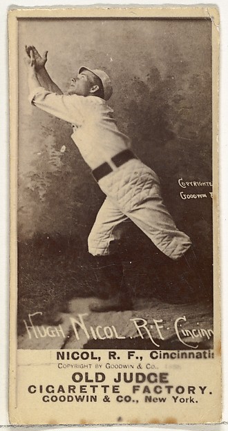 Goodwin & Company, Hugh N. "Little Nick" Nicol, Right Field, Cincinnati, from the Old Judge series (N172) for Old Judge Cigarettes