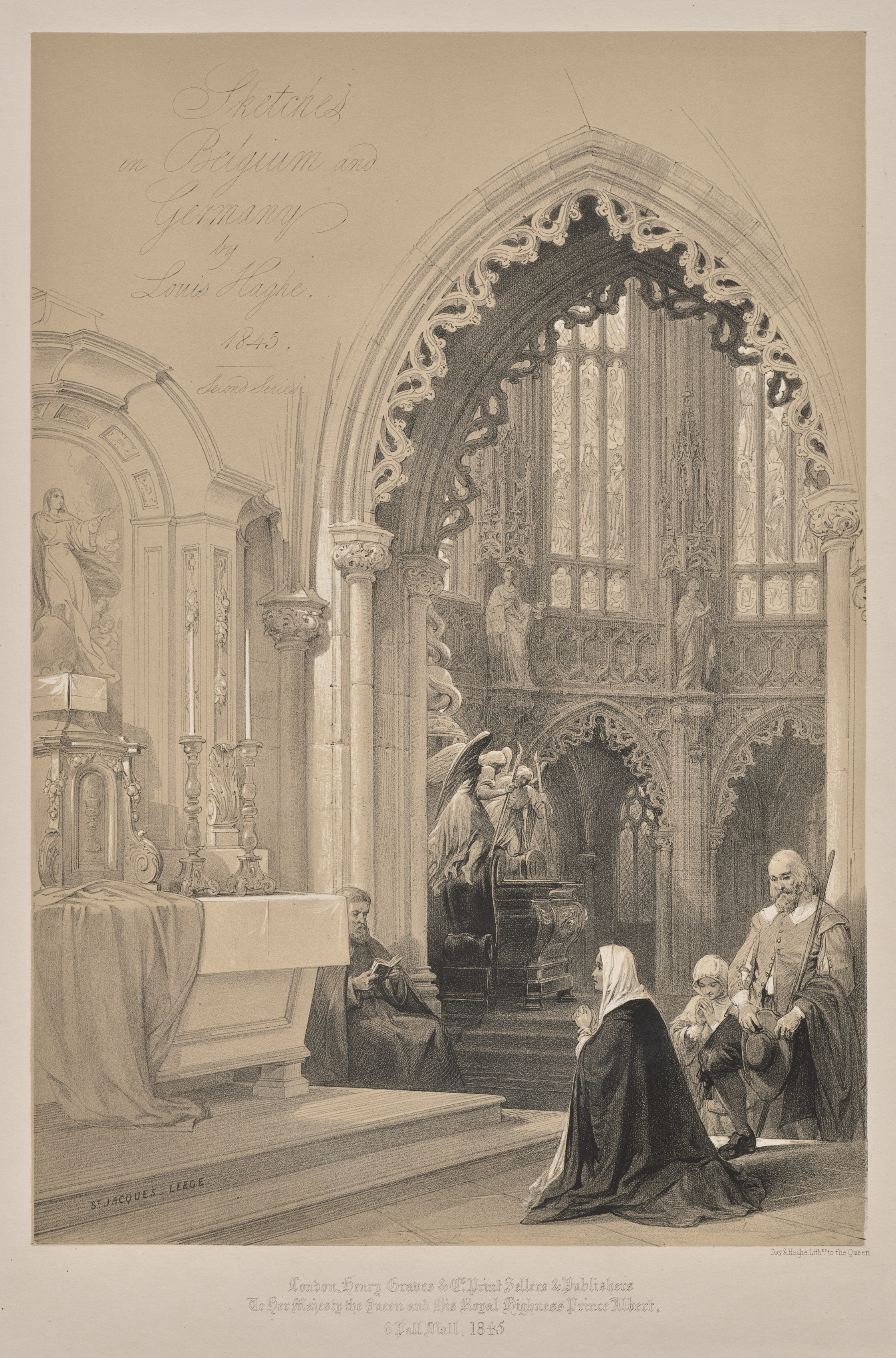 Louis Haghe, Sketches in Belgium and Germany, Second Series:  No. 1 - Title Page - St. Jacques, Liege