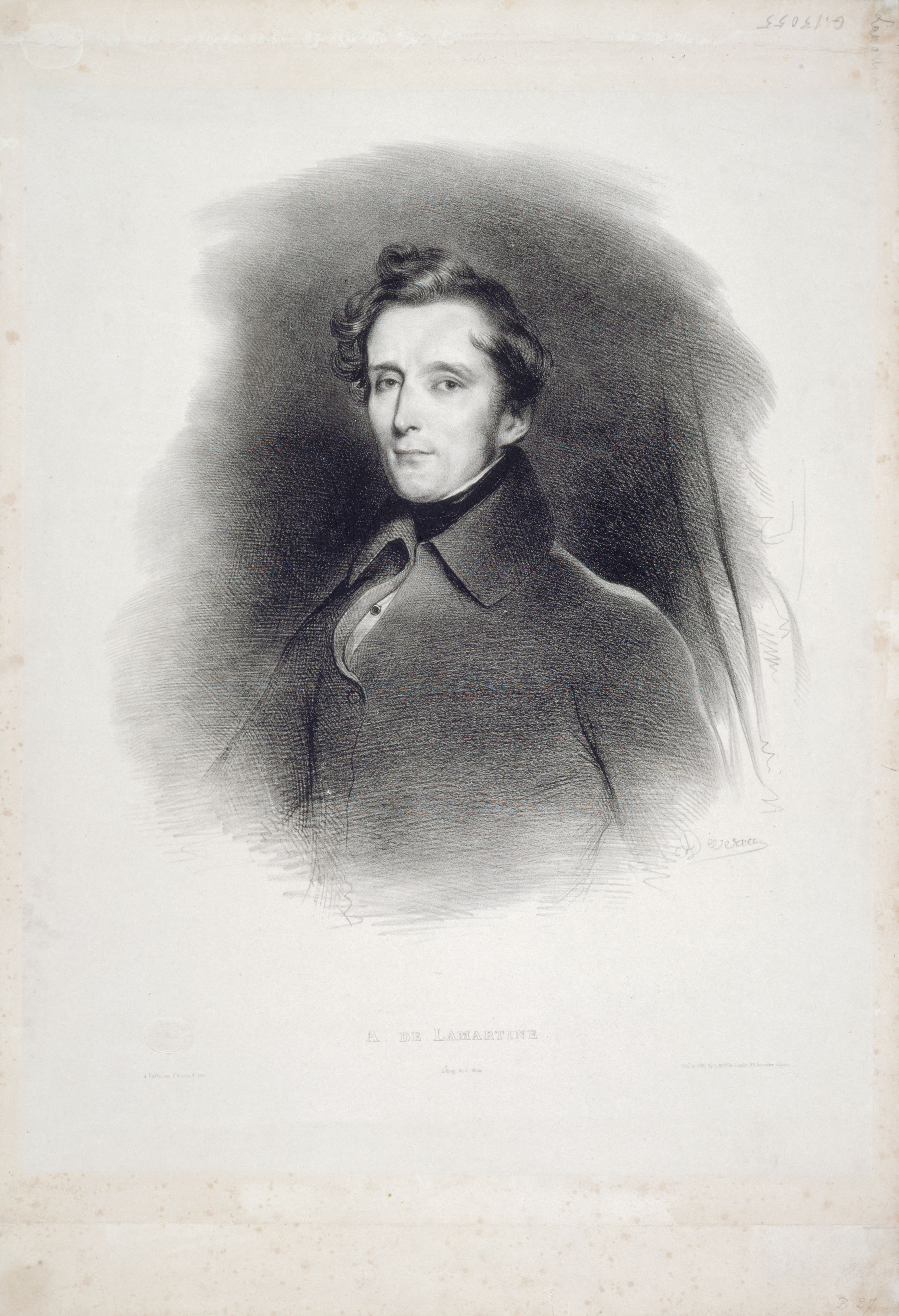 Achille Devéria, Portrait d'Alphonse de Lamartine (1790-1869), poète.