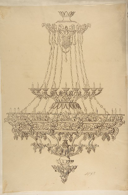 Anonymous, French, 19th century, Design for a Chandelier with Acanthus Leaf, Grape, and Palmette Motifs