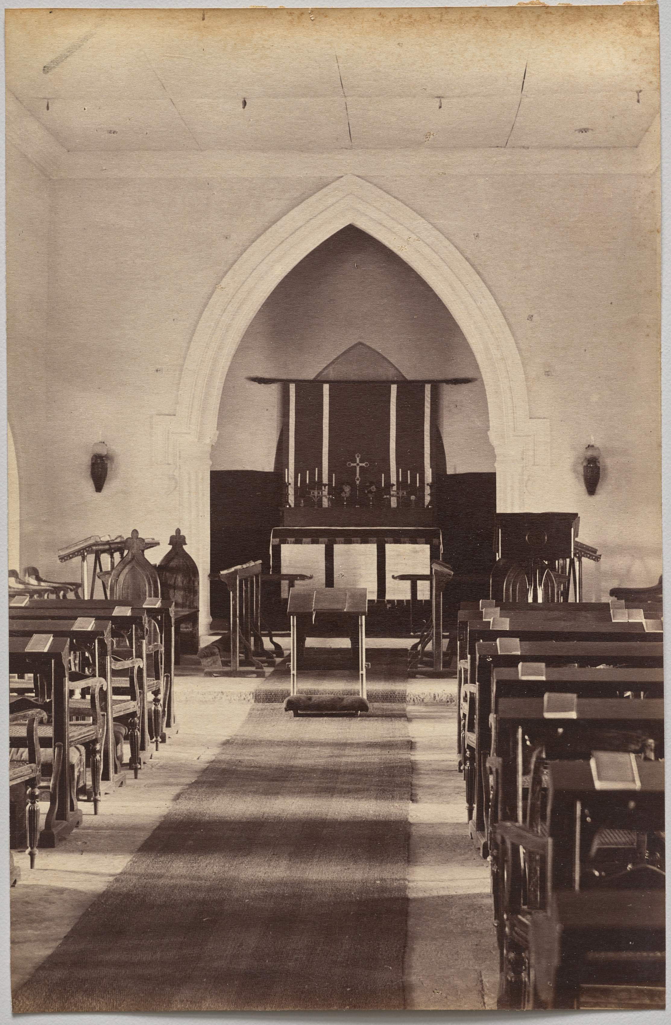 Raja Deen Dayal, Interior of Church, Neemuch (recto, right)