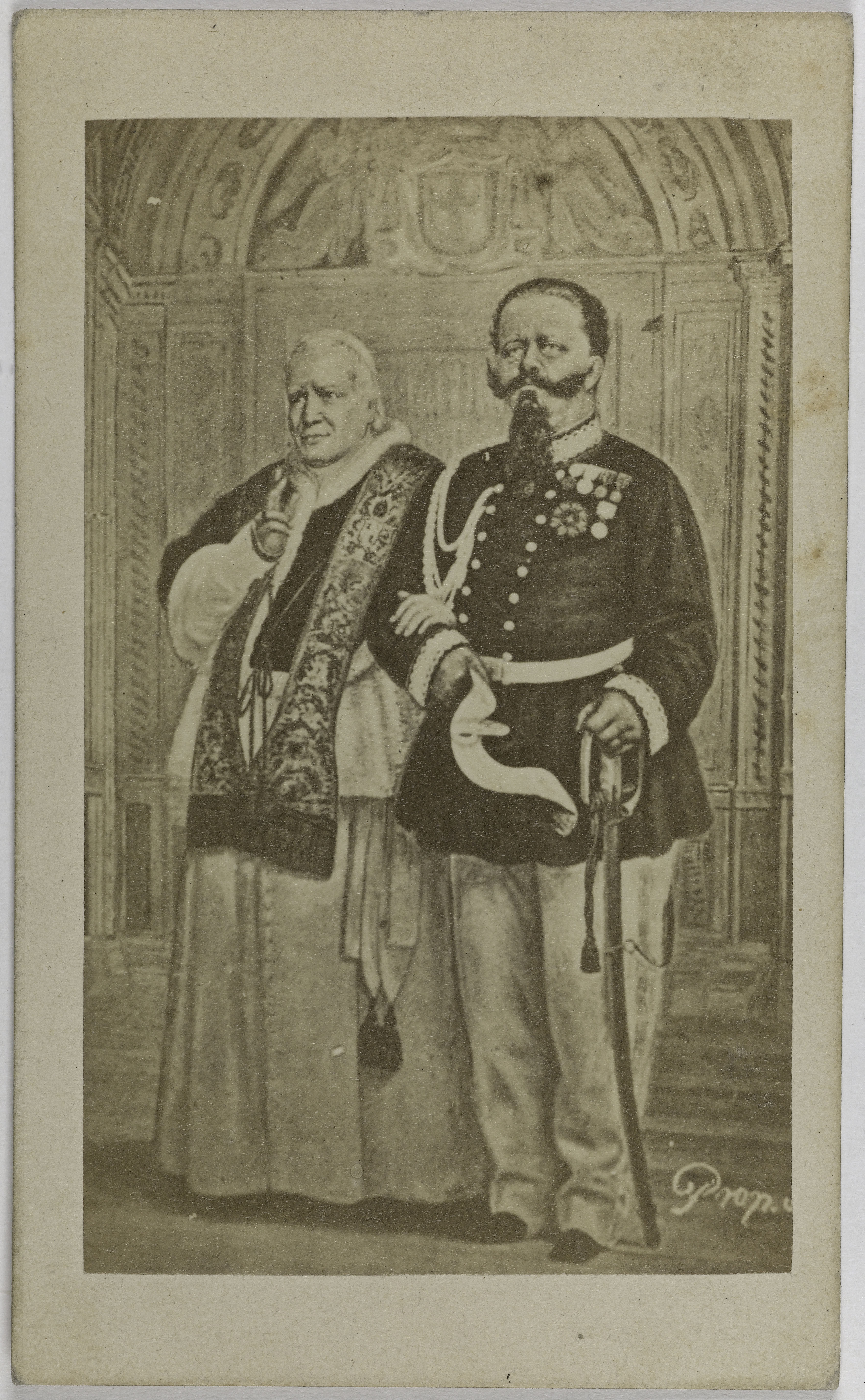 Anonyme, Portrait du Pape Pie IX et du roi d'Italie Victor Emmanuel II