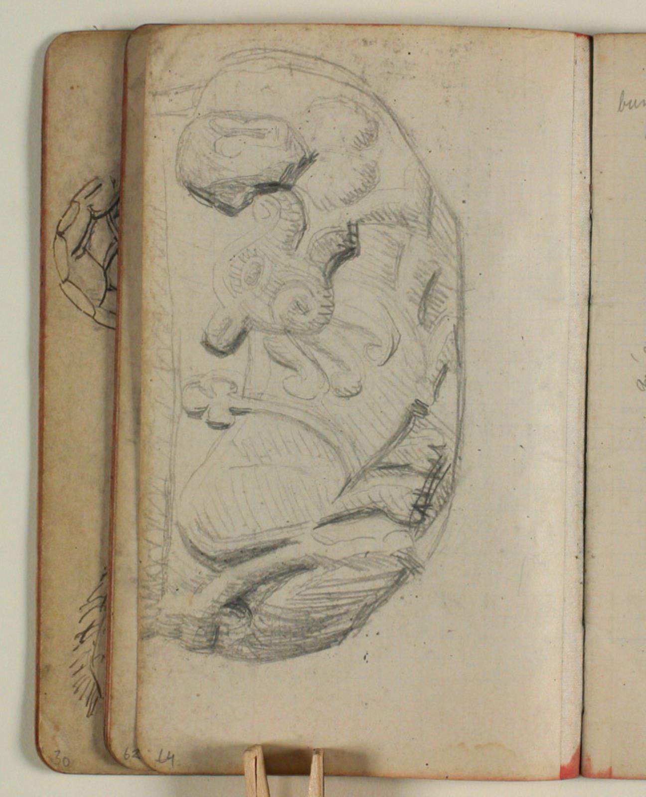 Niels Larsen Stevns, Studie af romansk skulptur (døbefont?)