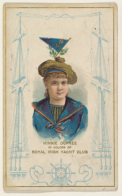 W. Duke, Sons & Co., Minnie Dupree in Colors of the Royal Irish Yacht Club, from the Yacht Colors of the World series (N140) issued by Duke Sons & Co. to promote Honest Long Cut Tobacco