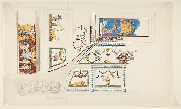 Anonymous, French, 19th century, Ceiling, Cove, and Wall Decorations of the "Guilio Romano" Room, Villa Madama
