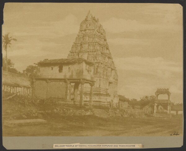 Capt. Linnaeus Tripe, Belloor - Temple of Vishnu, Nagarcana Gopuram and Tharomootee