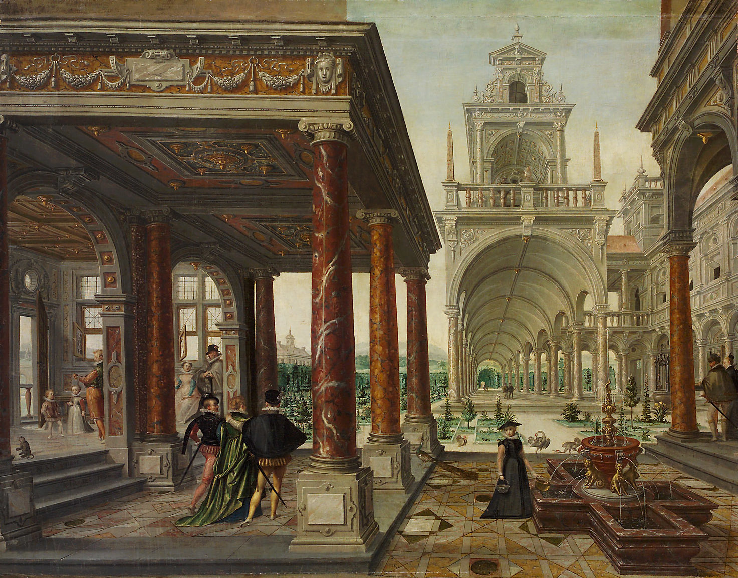Hans Vredeman de Vries, Love garden with elegant figures
