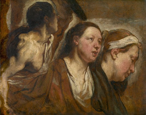 Jacob Jordaens I, Two Female Heads and Torso of a Warrior