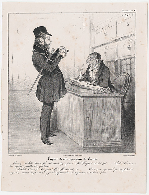 Honoré Daumier, Plate 47: Stockbroker at the close of the day, from 'Caricaturana,' published in Les Robert Macaires
