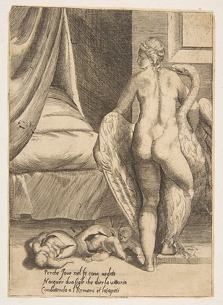 Giulio Bonasone, Leda and the Swan, from 'The Loves of the Gods'