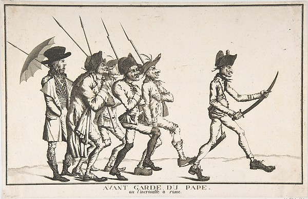 Anonymous, French, 18th century, The Pope's Advance Guard or the "Incroyable" in Rome (Avant garde du pape, ou l'Incroyable à Rome)
