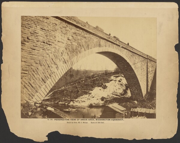 A. J. Russell, No. 302. Perspective View Union Arch, Washington Aqueduct Built by General M.C. Meigs, Span 220 feet. [March 1864].