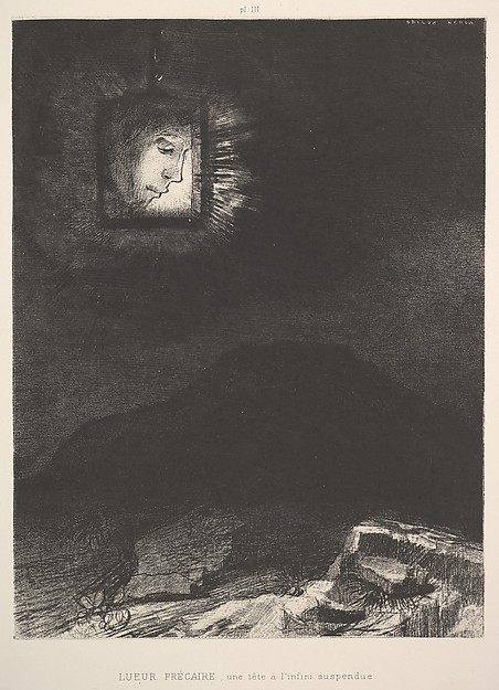 Odilon Redon, The vague glimmer of a head suspended in space