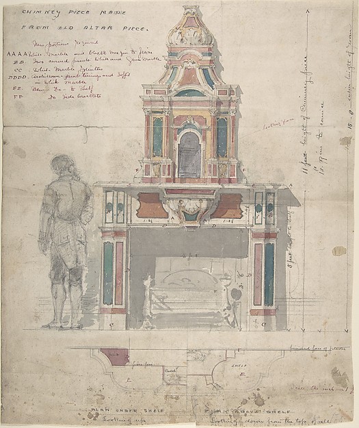 Anonymous, British, 19th century, Design for a Chimneypiece Made from an Old Altarpiece