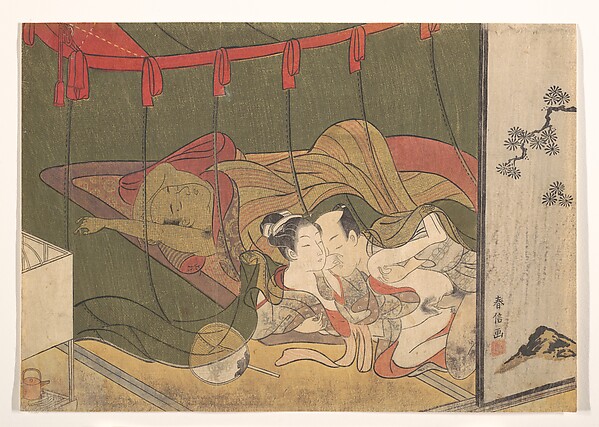 Suzuki Harunobu, Lovers Beneath a Mosquito Net
