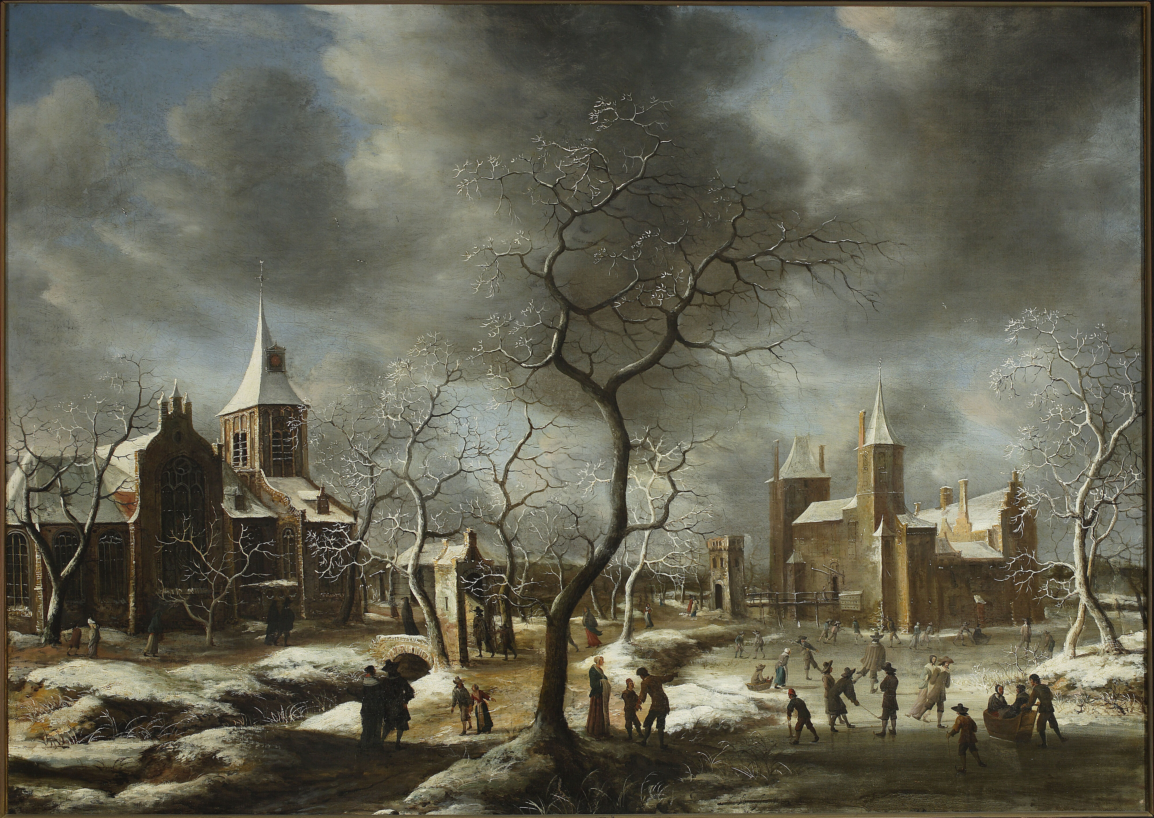 Abraham Beerstraaten, Landscape with ice-skaters