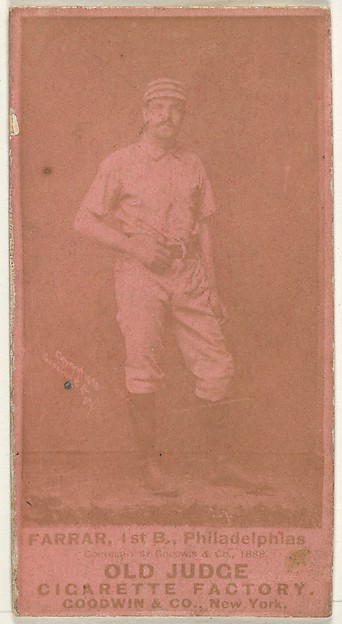 Goodwin & Company, Sidney Douglas Farrar, 1st Base, Philadelphia, from the Old Judge series (N172) for Old Judge Cigarettes