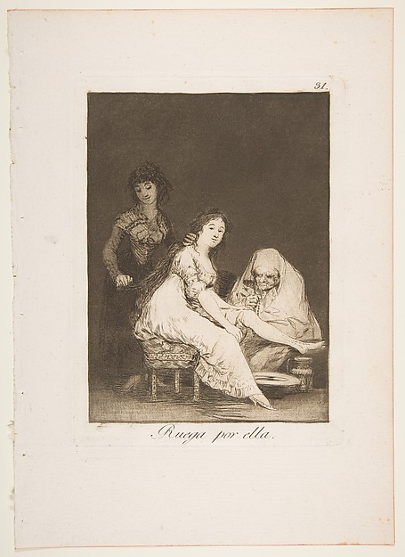 Goya (Francisco de Goya y Lucientes), Plate 31 from "Los Caprichos": She prays for her (Ruega por ella)