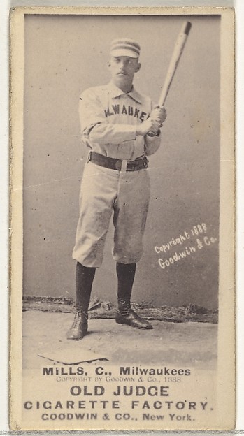 Goodwin & Company, Lynn Mills, Catcher, Milwaukee, from the Old Judge series (N172) for Old Judge Cigarettes
