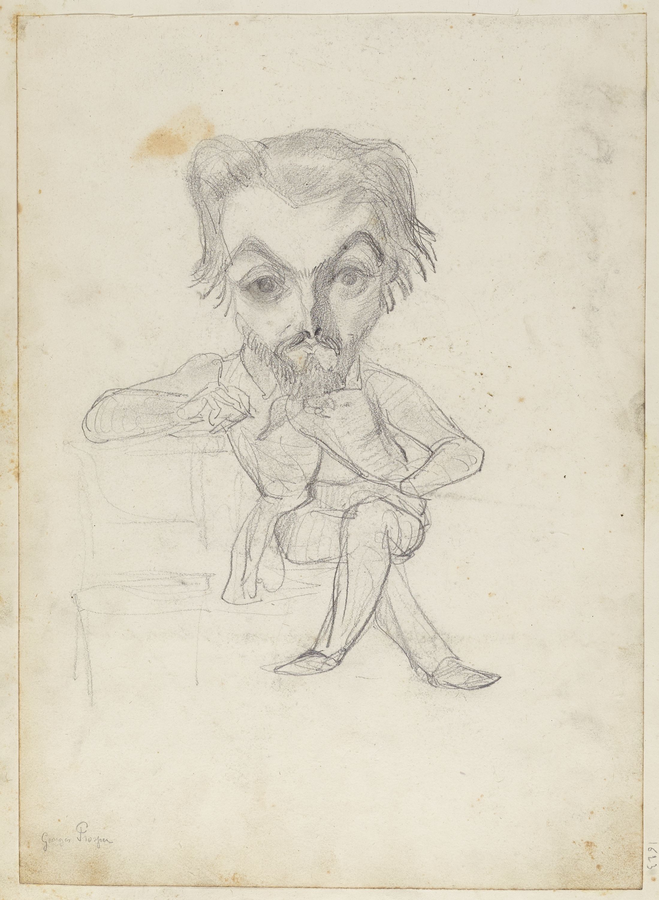 Anonyme, Portrait-charge d'un homme assis (Georges Prosper)