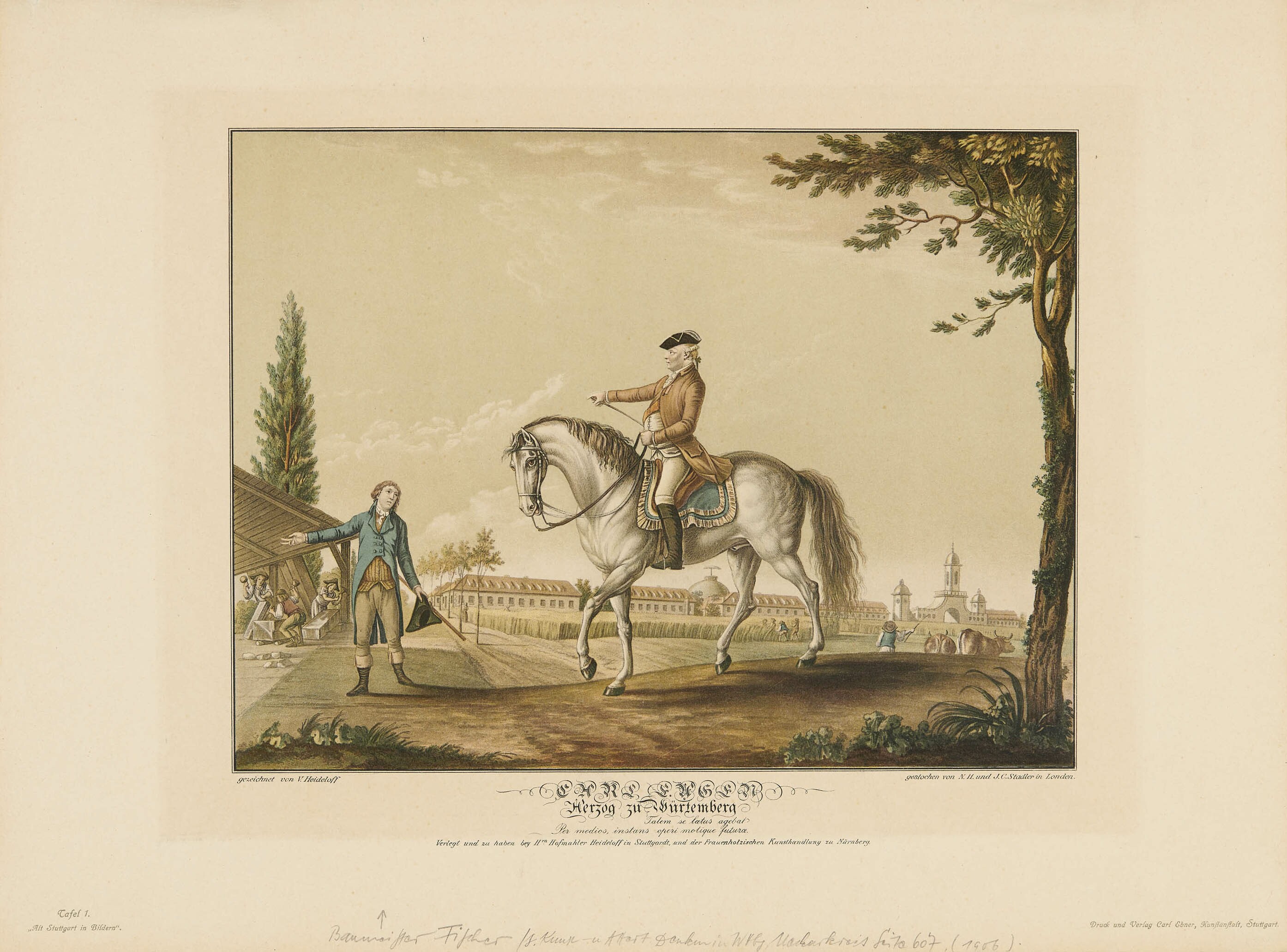 Stuttgart) Ebner (Verlag, Reiterbildnis Herzog Karl Eugen von Württemberg