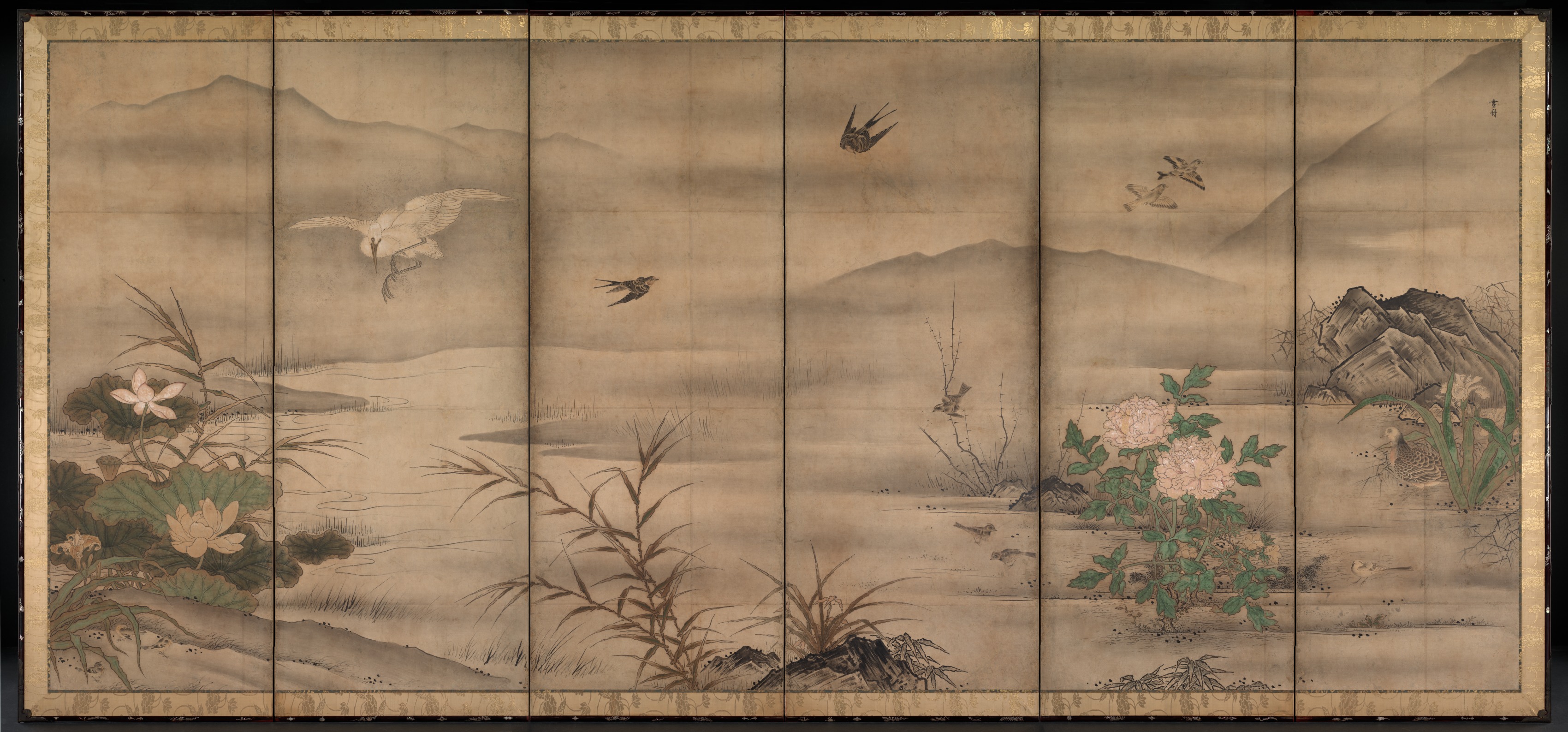 Sesshū Tōyō, Birds and Flowers in a Landscape of the Four Seasons