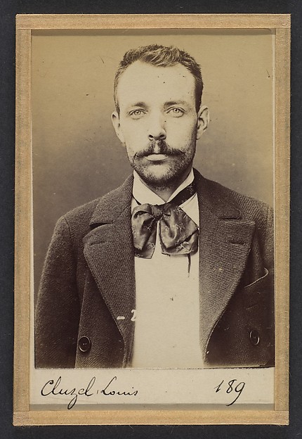 Alphonse Bertillon, Cluzel. Louis. 30 ans, né le 31/8/63 à Bourg-Argental (Loire). Tailleur d'habits. Anarchiste. 2/7/94.