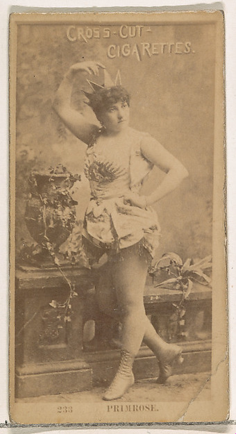 W. Duke, Sons & Co., Card Number 233, Clara Primrose, from the Actors and Actresses series (N145-2) issued by Duke Sons & Co. to promote Cross Cut Cigarettes