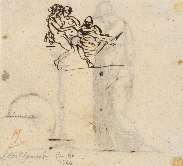 Nicolai Abildgaard, Rids med forbindelse til Schadows relief Bacchus og Ariadne og Thorvaldsens Herakles og Omfale, begge vist nok 1792.