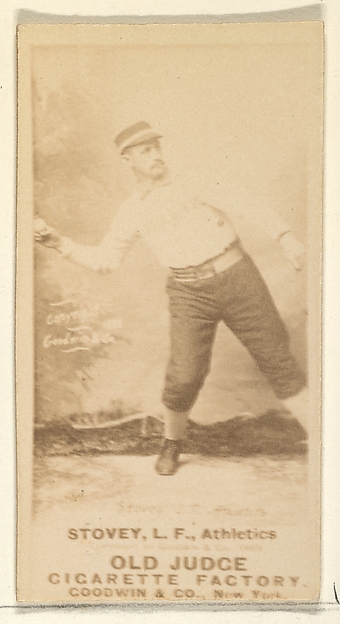 Goodwin & Company, Stovey, Left Field, Philadelphia Athletics, from the Old Judge series (N172) for Old Judge Cigarettes