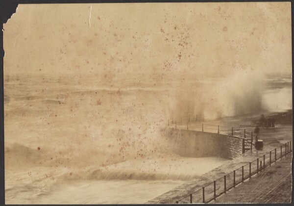 Unknown, [Waves Crashing Against a Sea Wall]