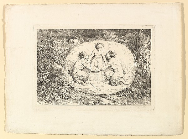 Jean Honoré Fragonard, Nymph Supported by Two Satyrs