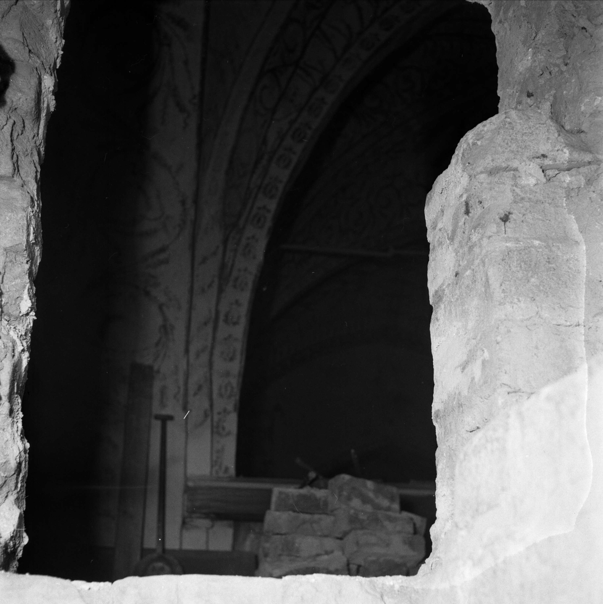 Uppsala-Bild, Lime painting in Börje Church, Börje parish, Uppland 1953