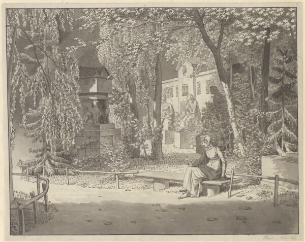 C.W. Eckersberg, Ved Descartes og Condes gravmæler i Jardin Elysée des Petits Augustins, Paris