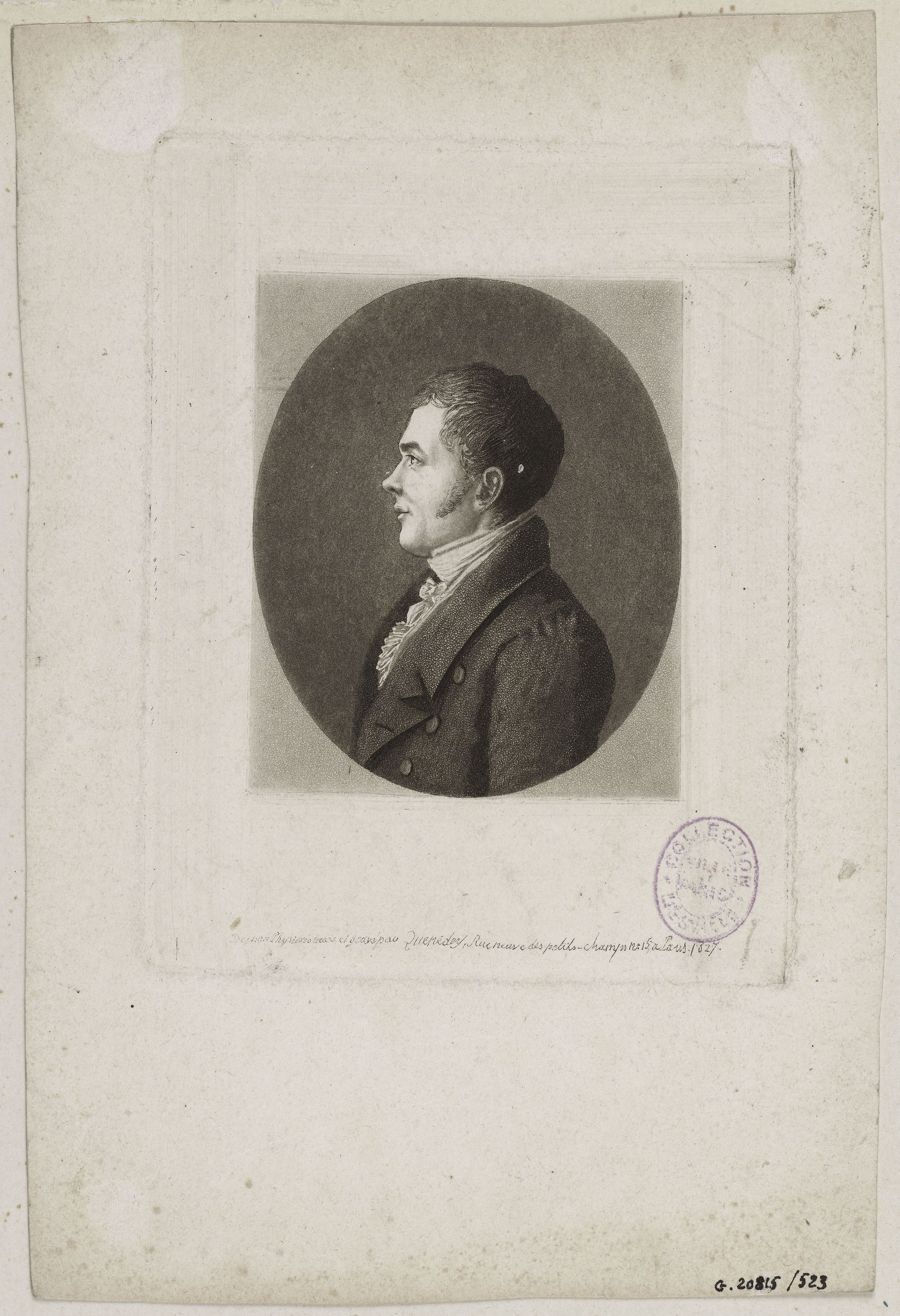Edmé Quenedey, Portrait d'un homme, fin XVIIIème siècle/début XIXème siècle