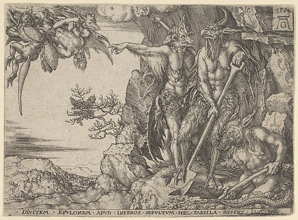 Heinrich Aldegrever, The Rich Man Transported to Hell, from The Parable of the Rich Man and Lazarus, from "The Parable of the Rich Man and Lazarus"