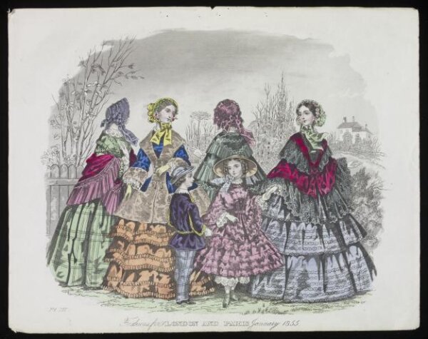 Unknown, London and Paris Fashions for January 1855