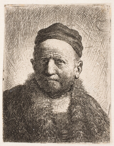 Rembrandt van Rijn, Mand med snæver hue (Rembrandts fader?). Lille plade