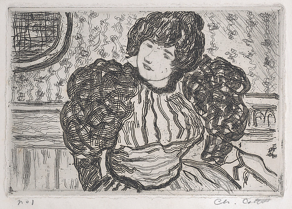 Charles Cottet, Woman wearing a dress with puffy sleeves