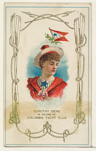 W. Duke, Sons & Co., Dorothy Dene in Colors of Columbia Yacht Club, from the Yacht Colors of the World series (N140) issued by Duke Sons & Co. to promote Honest Long Cut Tobacco