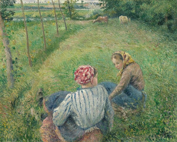 Camille Pissarro, Young Peasant Girls Resting in the Fields near Pontoise
