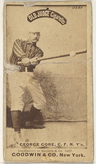 Goodwin & Company, George F. "Piano Legs" Gore, Center Field, New York, from the Old Judge series (N172) for Old Judge Cigarettes