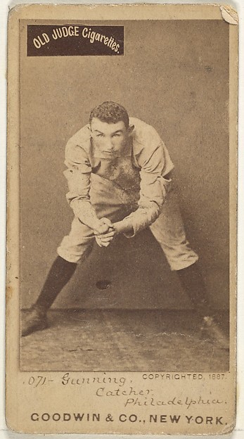 Goodwin & Company, Thomas Francis Gunning, Catcher, Philadelphia, from the Old Judge series (N172) for Old Judge Cigarettes