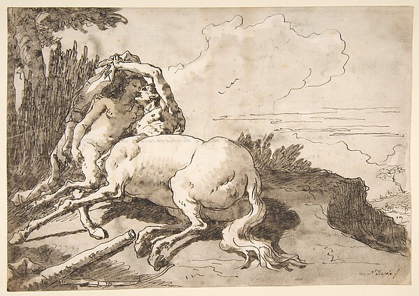 Giovanni Domenico Tiepolo, Centaur Embracing a Satyress