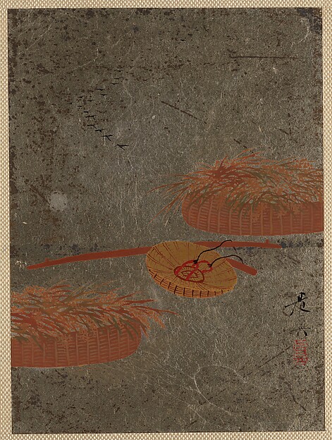 Shibata Zeshin, Flower Baskets and Farmer's Hat