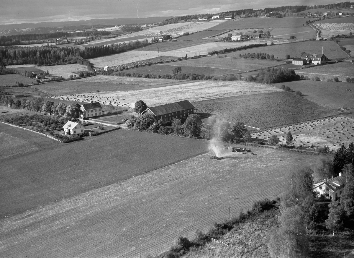 Anno Domkirkeodden, Flyfoto, gardsbruk, Myhr, Nes, Hedmark.
