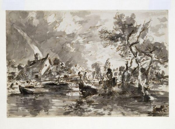 Constable, John (RA), Flatford Old Bridge and Bridge Cottage on the Stour