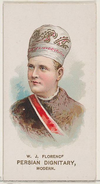 W. Duke, Sons & Co., W.J. Florence Dressed as Modern Persian Dignitary, from the set Actors and Actresses, Second Series (N71) for Duke brand cigarettes